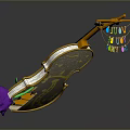 Elegant Decorative Violin With Purple Rose Golden Trim And Colorful Tassels