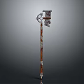 Ornate Battle Axe With Detailed Carved Handle And Decorative Head Design
