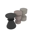 Modern Minimalist Side Tables with Stacked Cylinder Design in Pastel Pink Black and Beige