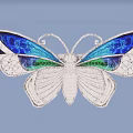 Butterfly Shaped Silver Jewelry With Colorful Blue Green Enamel Wings Design