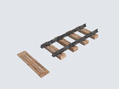 Road Infrastructure Components Featuring Steel Rails Wooden Sleepers And Separated Sleeper 3d model