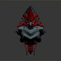 Game Movie Character With Mechanical Blue Red Armor And Intricate Metallic Structure