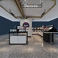 Modern Retail Display Shelves With Desires Brand Products And Glass Showcases In Store