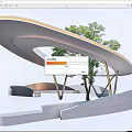 Modern Garden Landscape Design With Curved Structure Tree And Steps 3d model