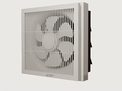 Mitsubishi White Exhaust Fan With Grille And Blades 3d model