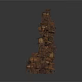 Creative Wooden Chairs Stacked to Form an Artistic Furniture Tower Display Structure