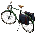 Vintage Bicycle With Brown Leather Bags And Classic Rear Rack Design