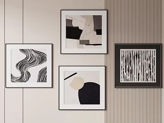 Modern Simple Black and White Hanging Painting 3d model