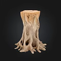 Natural Wooden Tree Stump Decorative Piece With Intricate Root Structure And Rustic Appeal