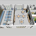 Bright Spacious Kindergarten Classroom With Wooden Tables Chairs Blackboard Large Windows And Storage Cabinets