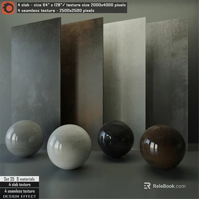 Contemporary Components With Various Colored Spheres Different Materials And Textured Panels 3d model 