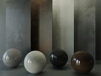 Contemporary Components With Various Colored Spheres Different Materials And Textured Panels 3d model