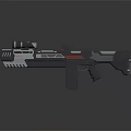 Futuristic Rifle With Red Scope Black Gray Body And Tactical Design 3D Rendering 3d model