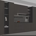 Modern Kitchen Cabinets With Built In LED Lighting And Open Shelves 3d model