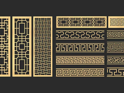 Traditional Chinese Openwork Decorative Patterns With Various Geometric And Classic Motifs 3d model