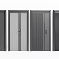 Modern Gray Swing Doors With Various Stylish Panel And Glass Designs 3d model