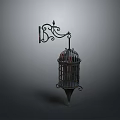 Wrought Iron Cage Design Wall Light Fixture with Vintage Industrial Style and Decorative Bracket