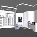 Modern Luxury Cosmetics Store Interior With White Purple Display Shelves Sofa Front Desk And LOGO