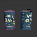 Danie's Baked Beans Canned Food Two Cans One Open Showing Beans Inside