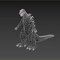Black Godzilla Monster Figure With Spiked Back Open Mouth And Standing Pose