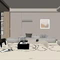 Simple Living Room Balcony Cabinet Sofa Combination Coffee Table Sofa Background Wall 3d model