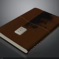 Brown Leather Notebook With Textured Cover Black Accent String Binding And White Label