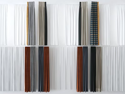 Various Colored Curtains With Modern Patterns And Textures For Home Decor 3d model