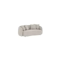 Modern Beige Two Seater Sofa With Textured Fabric And Decorative Pillows