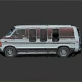 Vintage White and Red Van with Classic Exterior Design and Retro Styling