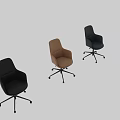 Modern Leather Office Chairs In Beige And Black With Wheels And Five Star Base