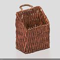 Durable Brown Handwoven Rattan Basket With Handle For Everyday Home Storage