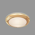 Modern Round Ceiling Light With Sleek Copper Frame And White Lampshade 3d model