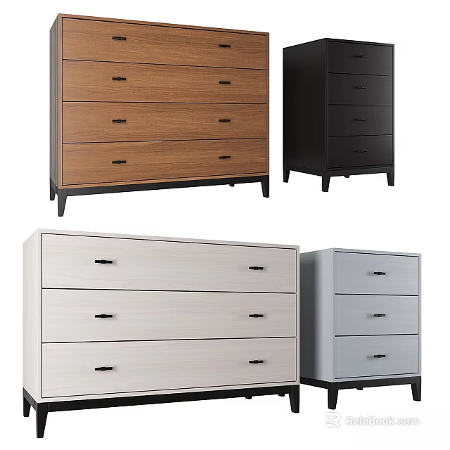 Modern Wooden Chest of Drawers with Multiple Colors and Functional Storage Design 3d model 