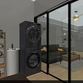 Modern Open Concept Living Dining Room Interior With Sofa Coffee Table Dining Table And Chairs