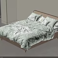 Comfortable Double Bed With Wooden Headboard And Light Green Floral Bedding In Bright Room