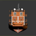 Orange Double Decked Water Transport With Upper Deck Antennas Solar Panels And Windows 3d model