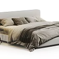 Cozy Bedroom Interior With Neutral Tones Bed Pillows Blanket And Black Side Table