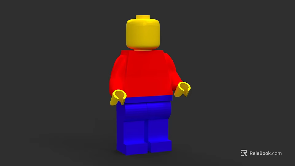 Lego Building Block Figure with Yellow Head Red Shirt and Blue Pants 3d model 