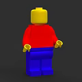 Lego Building Block Figure with Yellow Head Red Shirt and Blue Pants