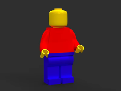 Lego Building Block Figure with Yellow Head Red Shirt and Blue Pants 3d model