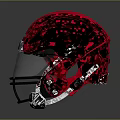 Riddell Red Football Helmet With Black Accents And Clear Facemask