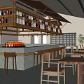 Modern Restaurant Interior With Wooden Wine Racks Stone Bar Counter Bar Stools And Dining Tables