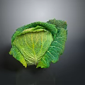 Fresh Green Cabbage with Vibrant Leaves Isolated on Dark Background Surface 3d model