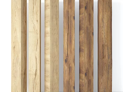 Natural Wood Pillars With Different Tones And Textures For Modern Interior Design 3d model