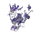 Majestic White And Purple Mythical Beast With Horns And Mechanical Appendages