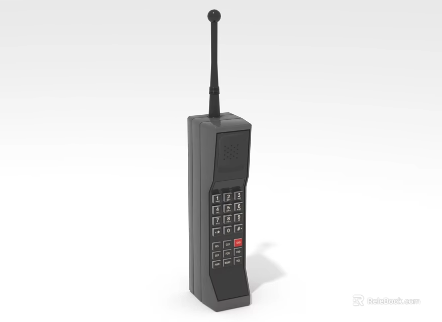 Vintage Mobile Phone With Long Antenna Numeric Keypad And Black Body Design 3d model 