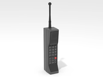 Vintage Mobile Phone With Long Antenna Numeric Keypad And Black Body Design 3d model