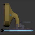 Modern Circular Furniture Stand With Golden Accents And Blue Glowing Edges