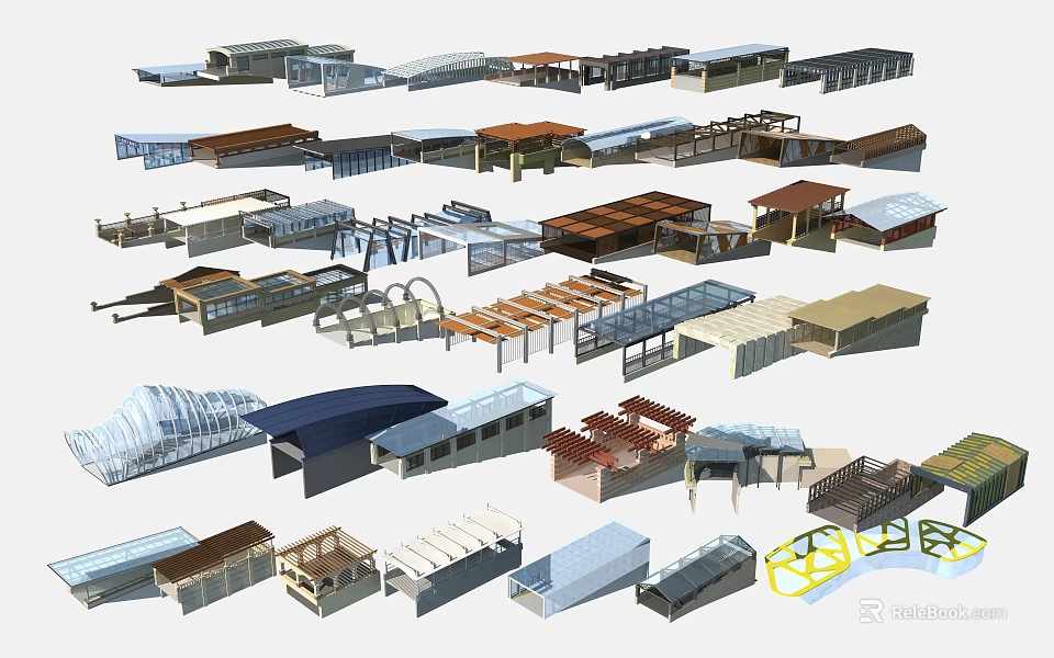 Diverse Architectural Building Models With Various Shapes Roof Designs And Structures 3d model 