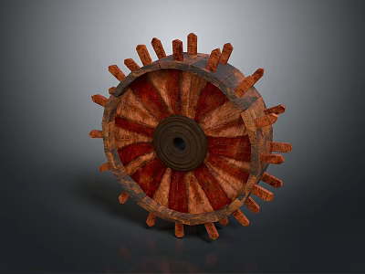 Vintage Wooden Wheel With Intricate Spokes Central Hub And Rich Wood Grain Texture 3d model